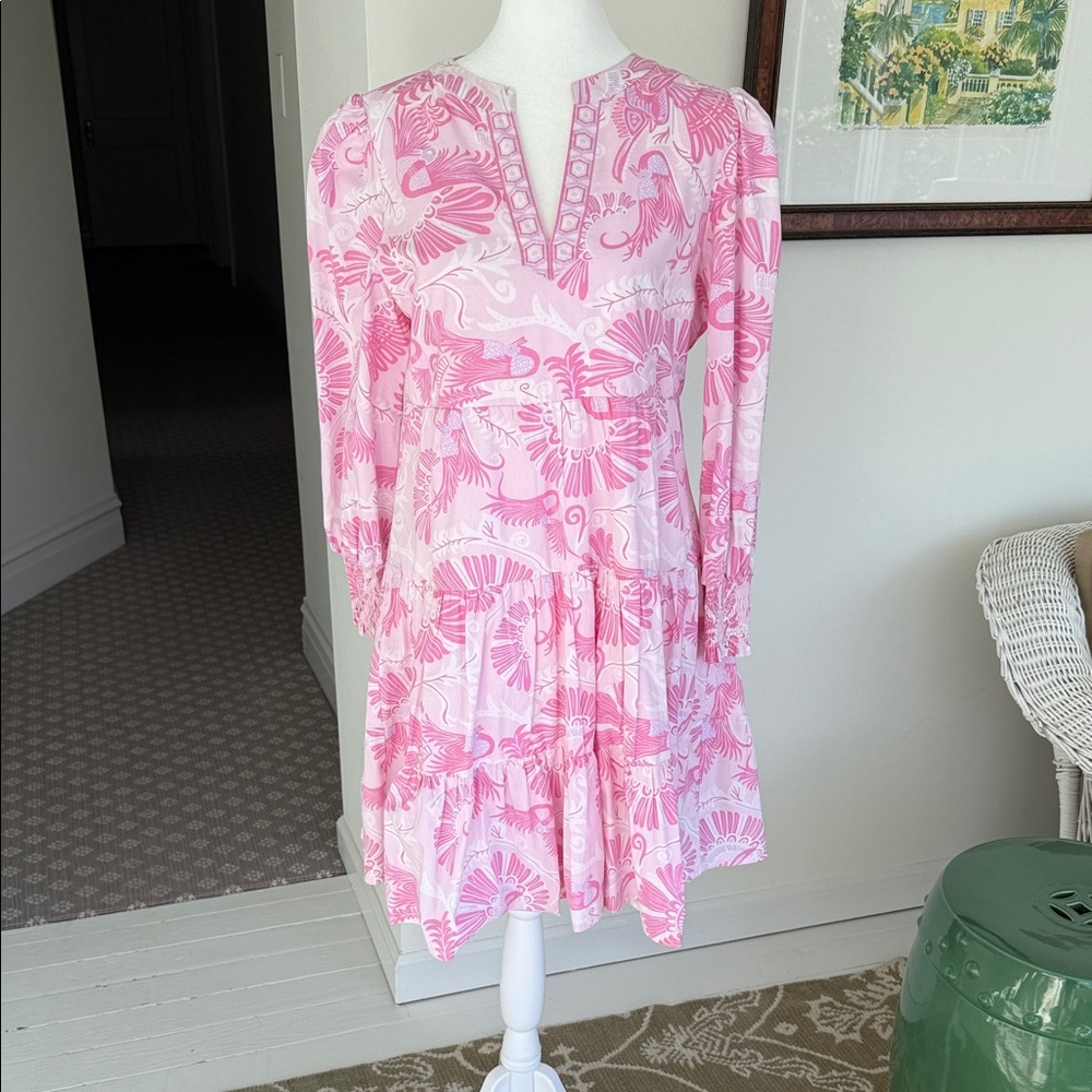 Sail to Sable Pink Patterned Long Sleeve Dress